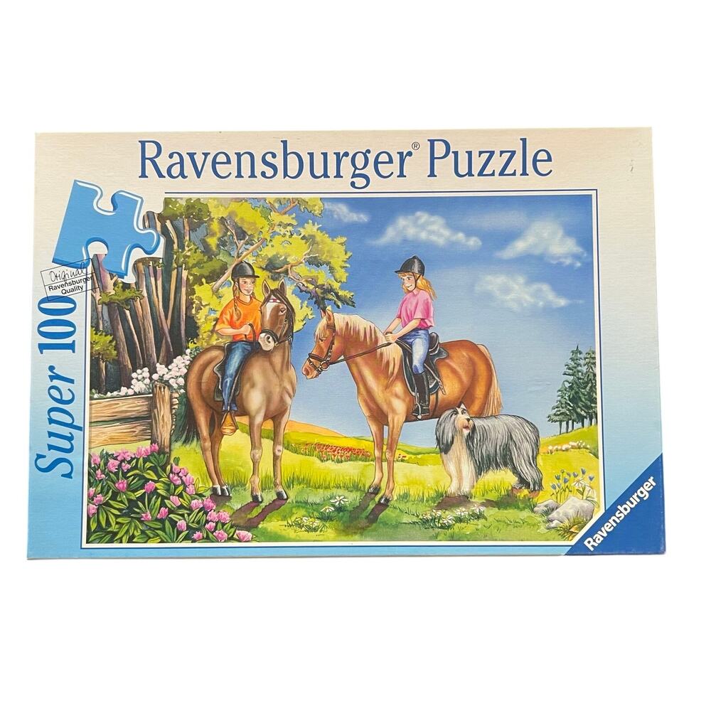 Ravensburger "Outing On Horseback" Super 100 Piece Puzzle 19 x 14 Rare Find